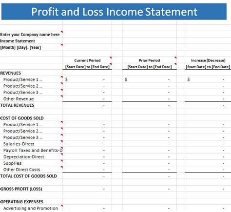 Restaurant Profit And Loss Statement Template Excel Excel Tmp