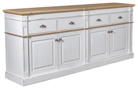 Asbury Rustic Wood 90 4 Door 4 Drawer Sideboard White Farmhouse