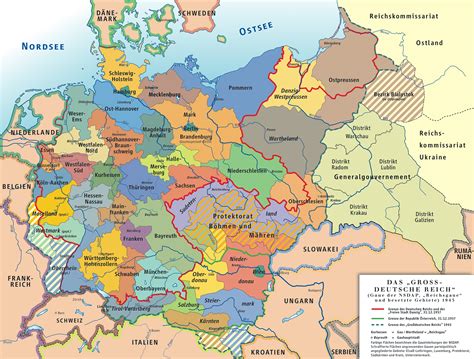 Deutlich farbig voneinander abgesetzt sind die 16 bundesländer, aus denen sich das 357.376 km² große land mit. 3. Deutsches Reich Karte