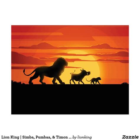 Lion King Simba Pumbaa Timon Silhouette Postcard Zazzle Lion