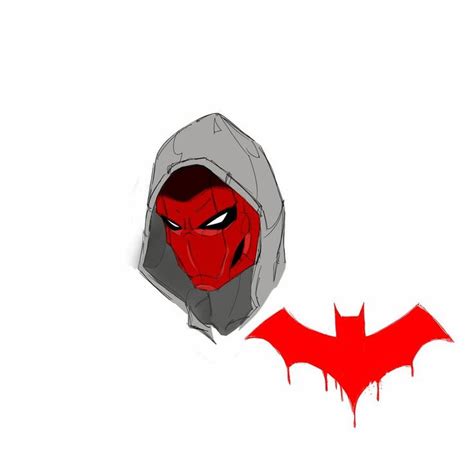 A Drawing Of A Person Wearing A Hoodie With Red Paint On The Face And Bat