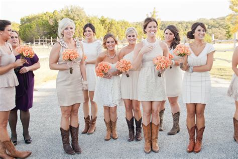 Bridesmaid Dresses With Cowboy Boots Country Style Wedding Dresses