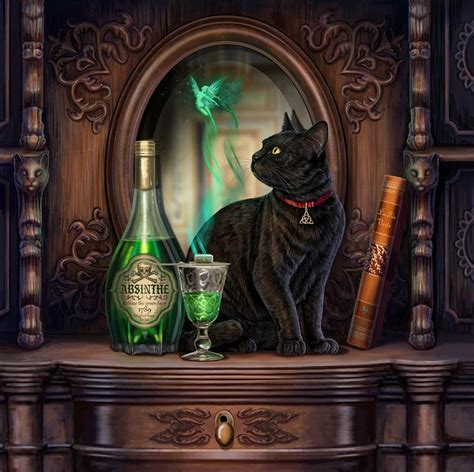 Cat Art Based On The Alcholic Drink A Black Cat In A Victorian Gothic
