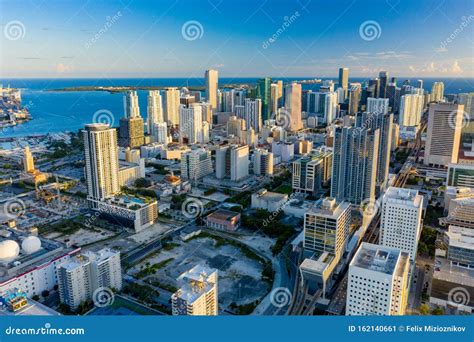 Beautiful Aerial Landscape City Photo Downtown Miami Fl Usa Stock Image