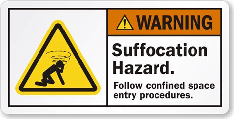 Suffocation Hazard Follow Confined Space Procedures Label Sku Lb 2385