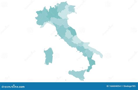 Italy Map Vector Colorful With Regions Stock Illustration