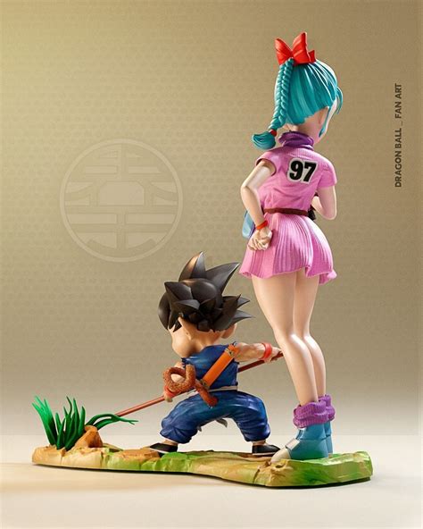 Dragon Ball Statue Goku And Bulma Fan Art 3d Model 3d Printable