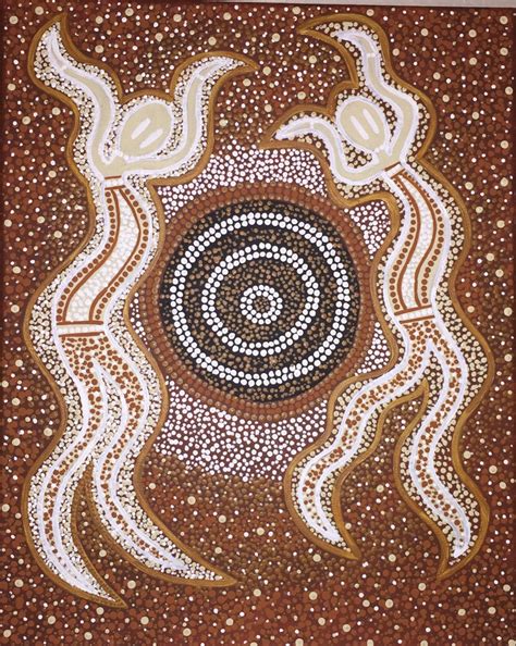 Aboriginal Dot Painting ‘the Spirit Of The Water Hole Dreamtime Story