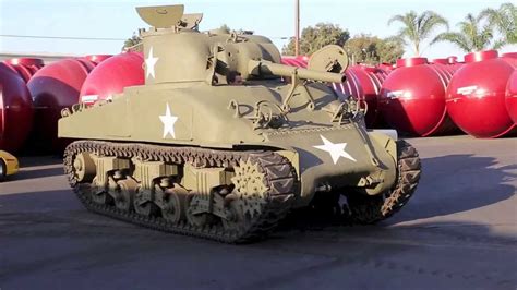 World War 2 American M4 Sherman Composite Hull Tank Being Arrived At