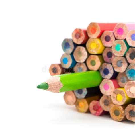 Different Color Pencils With White Background Stock Image Image Of