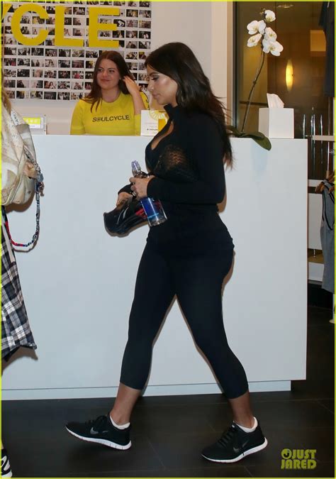 kim kardashian makes us sweat with major cleavage at soulcycle photo 3069636 kendall jenner