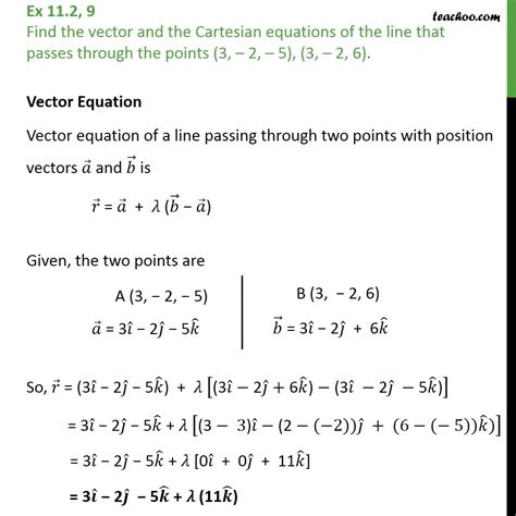 Ex 112 9 Find Vector And Cartesian Equations Of Line