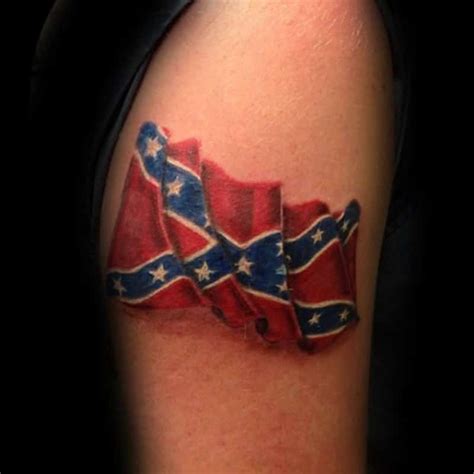 Confederate Flag Waving Tattoo