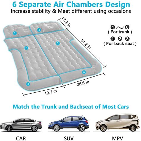 Suv Air Mattress Car Bed Camping Cushion Pillow Inflatable Thickened