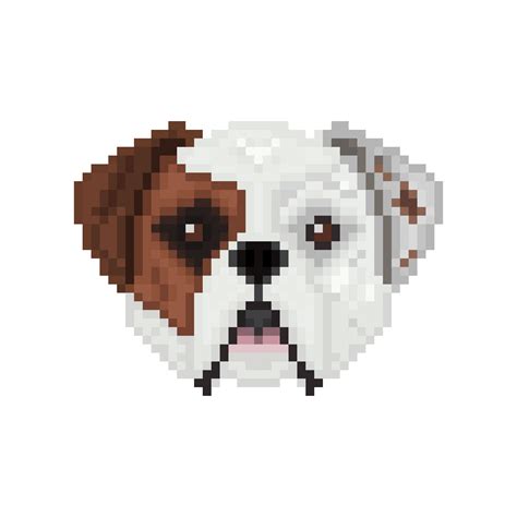 American Bulldog Dog Head In Pixel Art Style 461249 Vector Art At