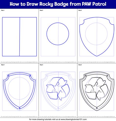 How To Draw Rocky Badge From Paw Patrol Paw Patrol Step By Step