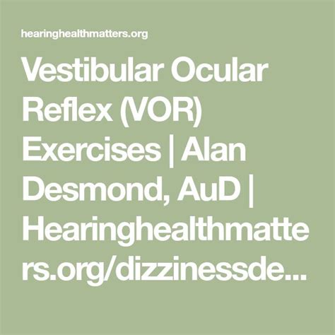 Vestibular Ocular Reflex Vor Exercises Alan Desmond Aud