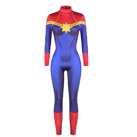 Captain Marvel Ms Marvel Carol Danvers Cosplay Costume Zentai Bodysuit