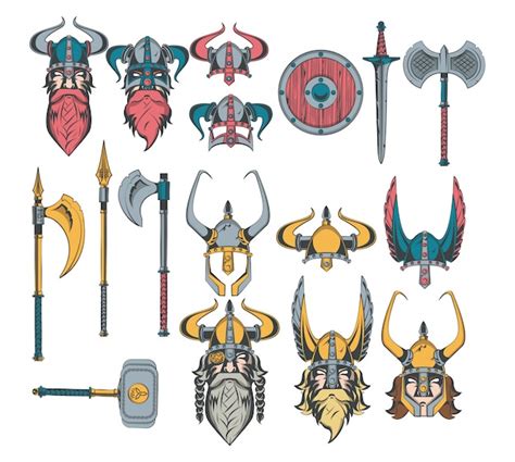 Vikingos Guerreros Conjunto De Dibujos Vector Gratis