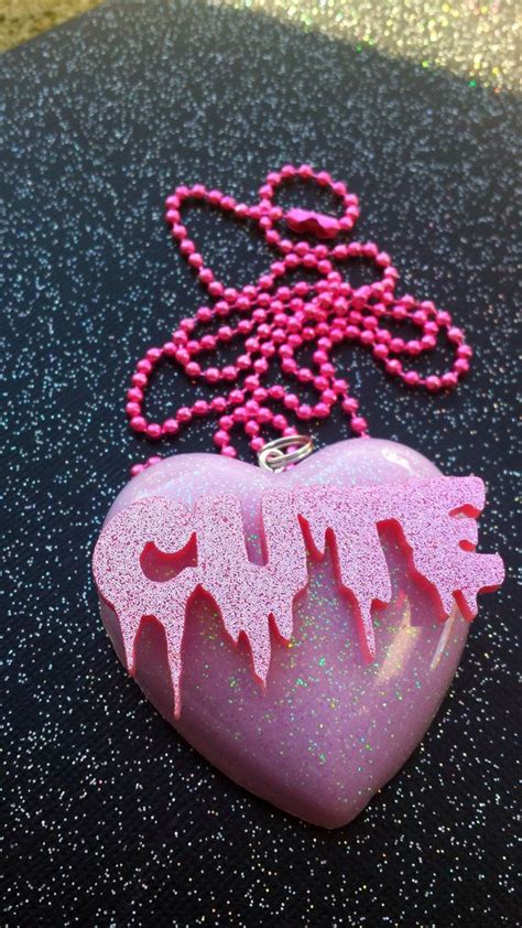 Cute Resin Heart Pendant Pastel Goth Sweet By Dreadfuldarlingart