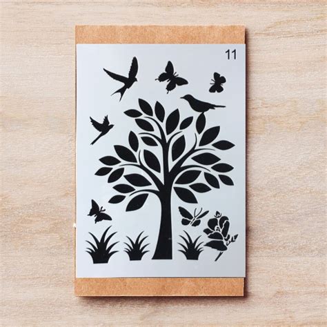 A4 Birds Butterflies Tree Diy Layering Stencils Painting Scrapbook