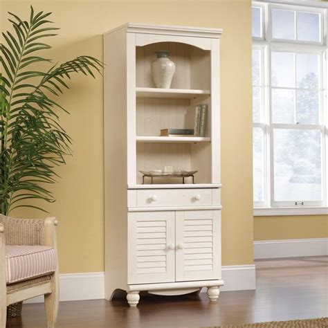 Sauder® Harbor View Antiqued White Librarybookcase With Doors Ideal