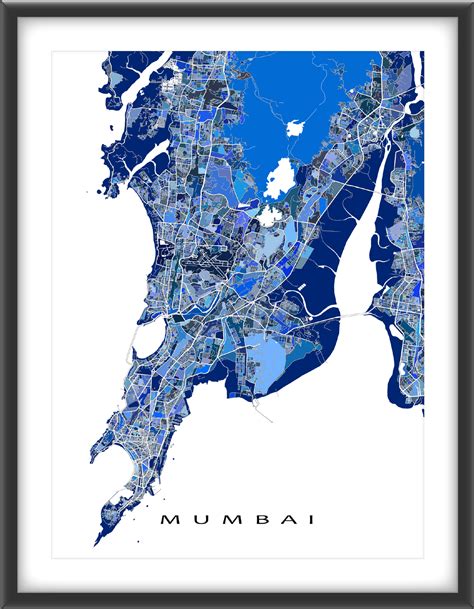 Mumbai Map Print India Mumbai Map Map Art Print Asia Map Art