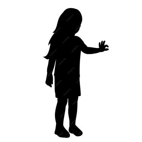 Premium Vector White Background Black Silhouette Little Girl Child