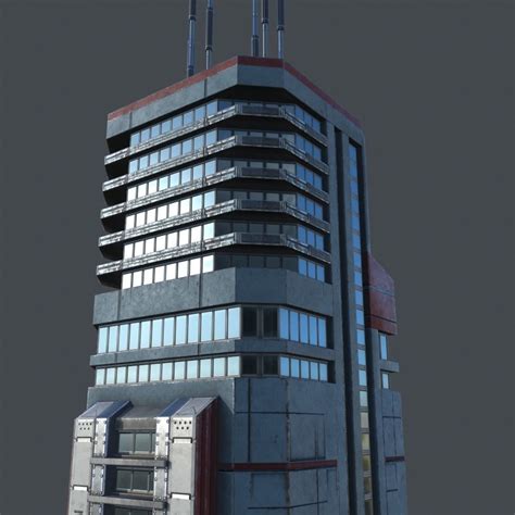 3D Model Sci Fi Building 2 VR AR Low Poly CGTrader