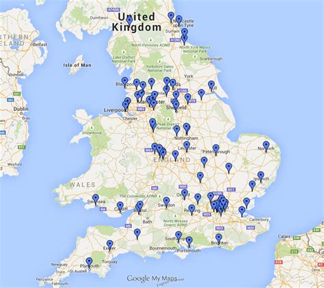 English Football Clubs Map