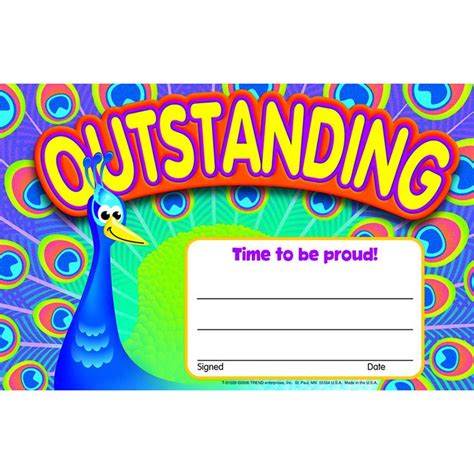 AWARDS OUTSTANDING PEACOCK | Recognition awards, Kids awards, Classroom certificates