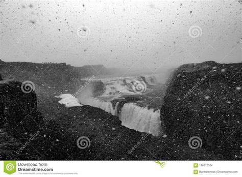 Snowstorm At Waterfall Stock Photo Image Of National 116612554