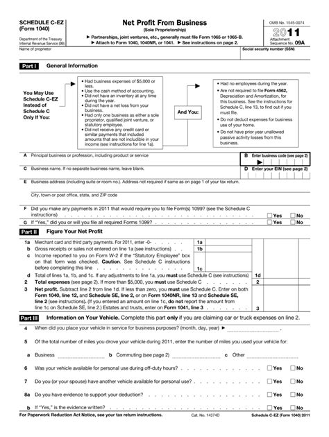 What if i receive another tax form after i've filed my return? IRS 1040 - Schedule C-EZ 2011 - Fill and Sign Printable ...