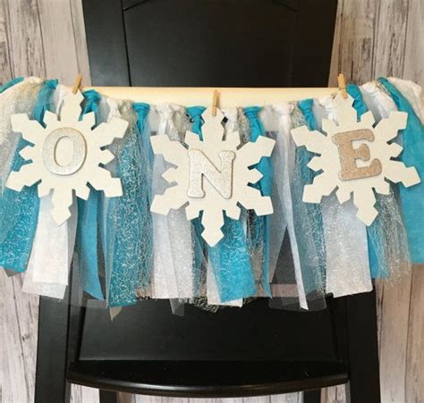 Teal And Silver Little Snowflake Highchair Banner Little Etsy