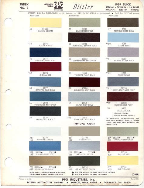 1965 Buick Riviera Color Chart