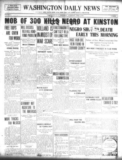 Washington Daily News Washington Nc 1909 Current April 05 1916 Image 1 · North Carolina