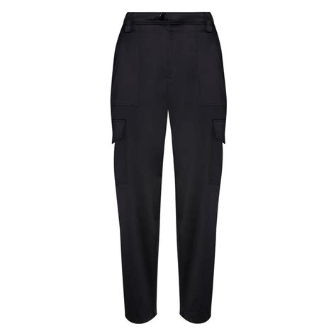 Black Satin Pants With Pockets Workwear Clothing Womens