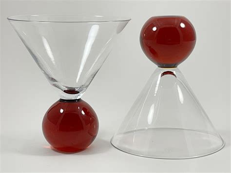 red ball stem martini glasses set of 2 etsy
