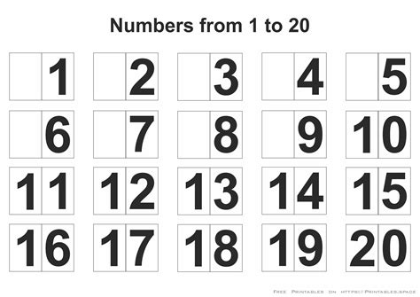 Printable Number Templates 1 20