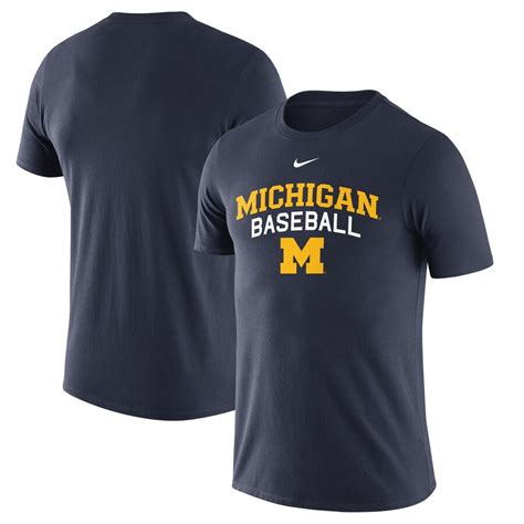 Nike Michigan Wolverines Navy Baseball Script Logo T Shirt