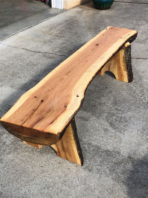 Red Oak Live Edge Bench Log Benches Outdoor In 2020 Wooden Bench