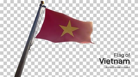 Vietnam Flag On A Flagpole With Alpha Channel Motion Graphics VideoHive