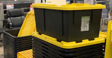 Storage 27 Gal Tough Storage Tote In Black With Yellow Lid