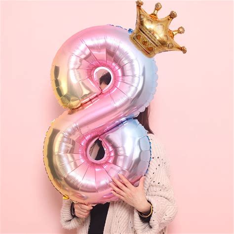 Gobestart Crown Number Foil Balloons Number Ballon Happy Birthday Party