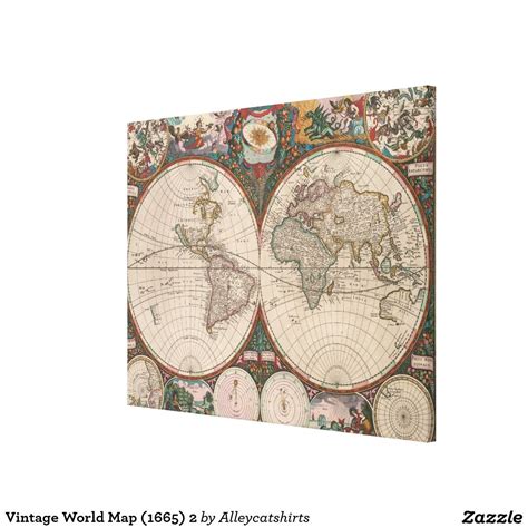 Vintage World Map 1665 2 Canvas Print Zazzle Canvas Prints