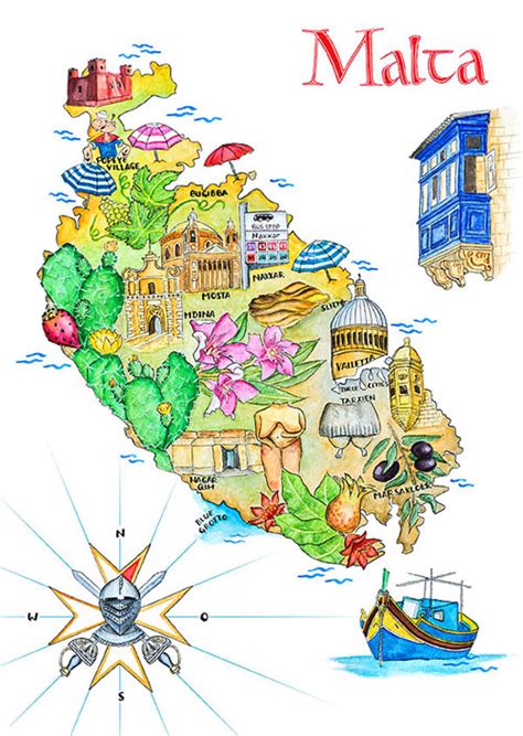 Malta karte geographie von malta karte ist app, die allgemeine kenntnisse über malta karte enthält. Insel Malta - Illustrierte Landkarte