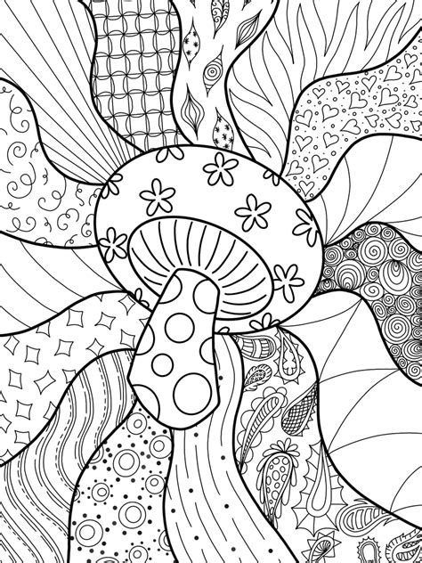 Mushrooms Adult Coloring Page Printable Mushrooms Adult Coloring Page