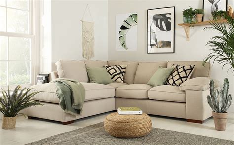 Cassie Linen Fabric L Shape Corner Sofa Lhf Furniture Choice