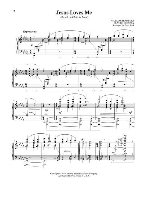 Jesus Loves Me With Clair De Lune Arr Fred Bock Sheet Music