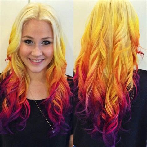 Blonde Yellow Purple Ombre Dip Dyed Hair With Images